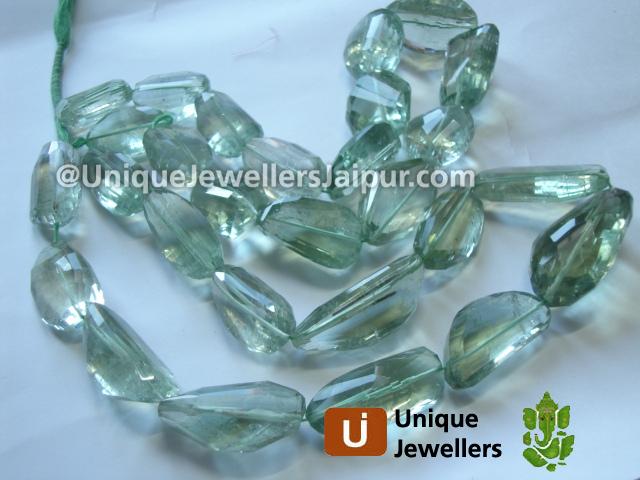 Green Amethyst Faceted Nugget Beads